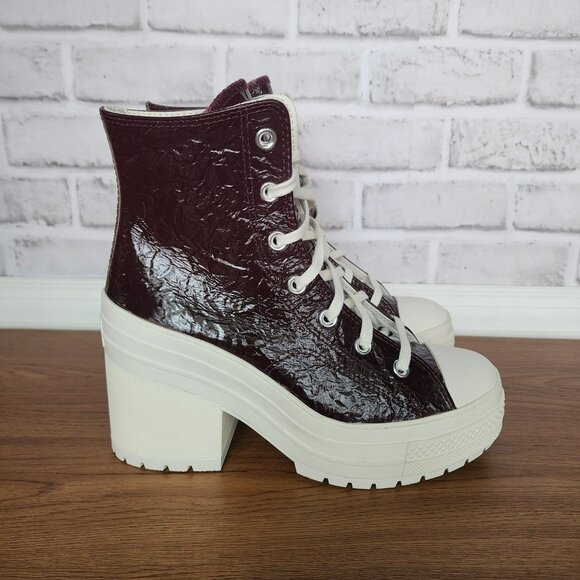 ❤️❤️Converse Chuck 70 De Luxe Heel Crinkle Sz 6.5 Men's Boots Burgundy A13387C - Picture 1 of 9